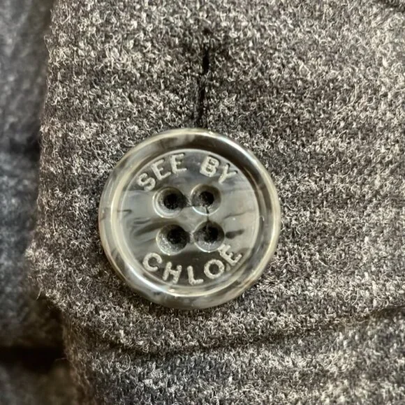 See By Chloe Utility Blazer Jacket Check Hood Knit Wool Varsity Black Navy 4 - Picture 14 of 14